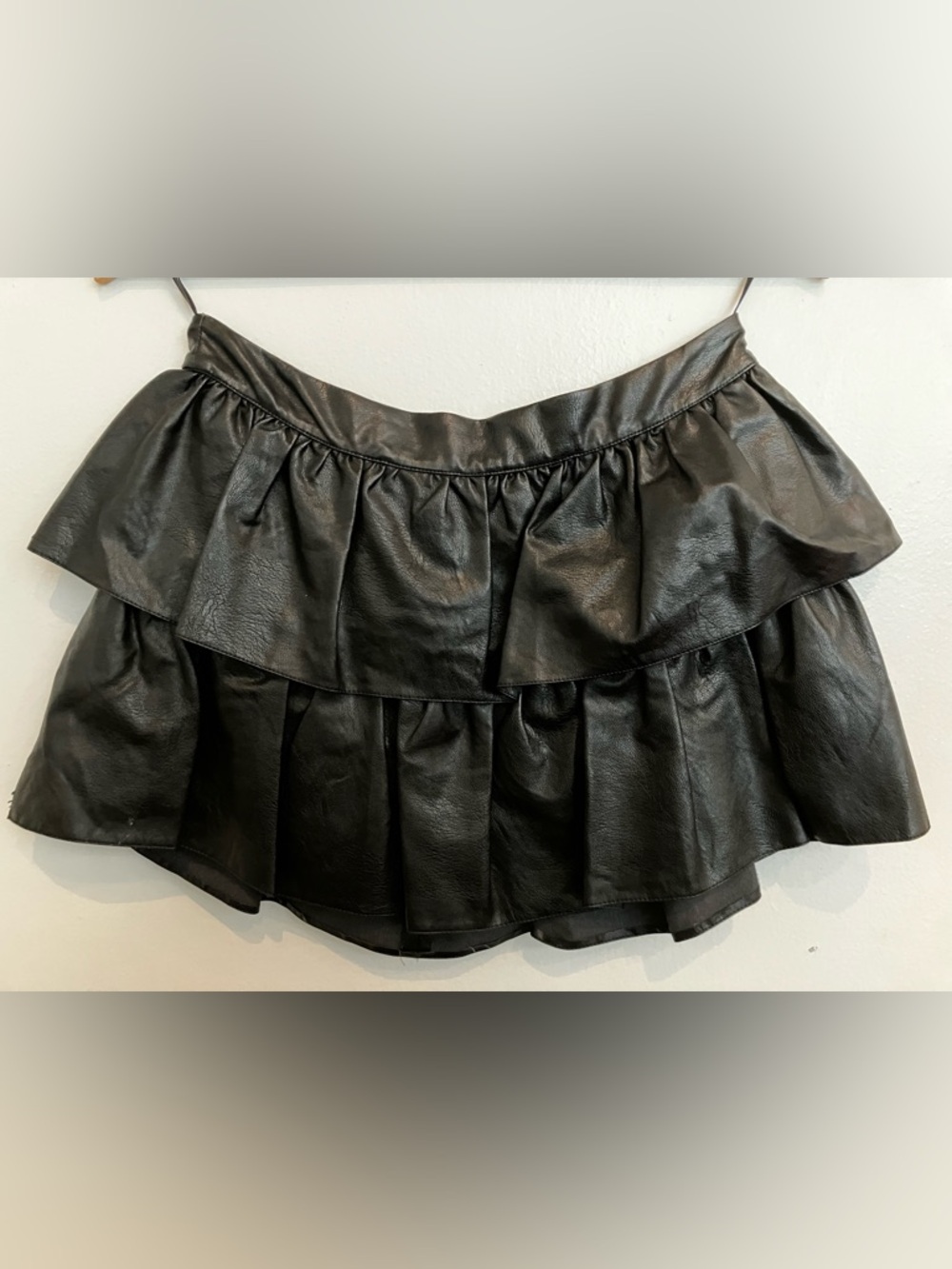 Stella McCartney Black Faux Leather Tiered Mini Skirt